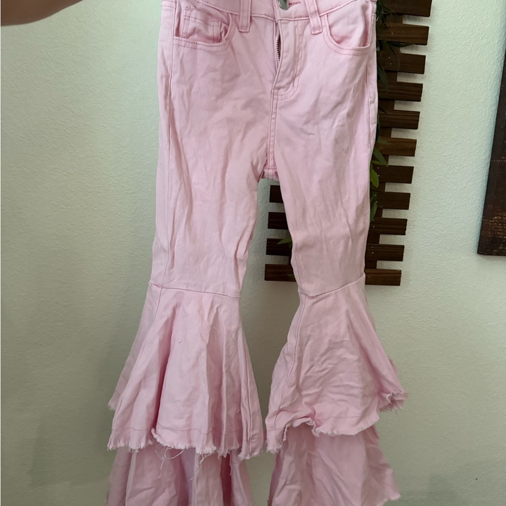 Pink flare jeans. Girls western pink jeans
